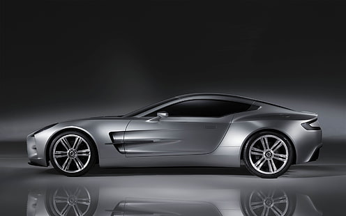 srebrne coupe, One-77, Aston Martin, samochód, srebrne auta, odbicie, pojazd, Tapety HD HD wallpaper