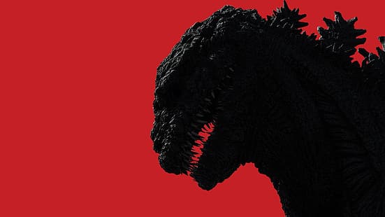 Shin Godzilla, Filme, Kreatur, Japan, Godzilla, roter Hintergrund, HD-Hintergrundbild HD wallpaper
