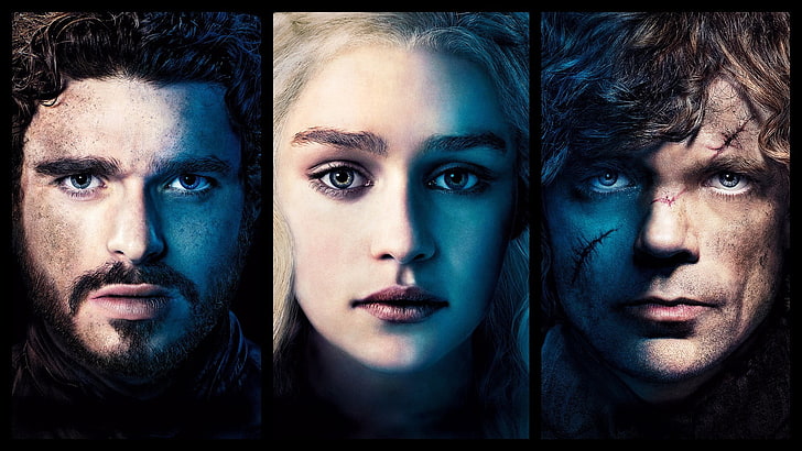 plakat z trzema różnymi postaciami, Gra o tron, Robb Stark, Daenerys Targaryen, Tyrion Lannister, Tapety HD
