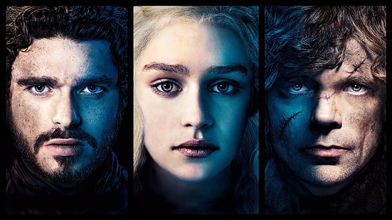 โปสเตอร์ตัวละครคละสามแบบ Game of Thrones, Robb Stark, Daenerys Targaryen, Tyrion Lannister, วอลล์เปเปอร์ HD HD wallpaper