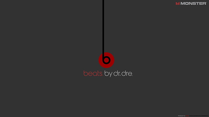 Beats, By, dr, dre, logos, minimalistic, red, HD wallpaper