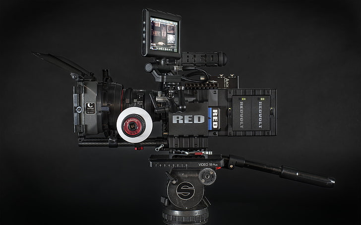 black video camera, background, camera, RED, Scarlet Mysterium-X, HD wallpaper