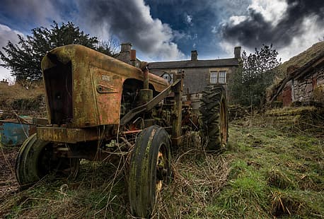  old, wreck, vehicle, tractors, HD wallpaper HD wallpaper