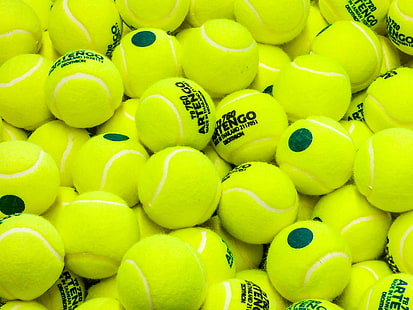 green tennis ball lot, tennis, balls, sport, lime green, yellow, HD wallpaper HD wallpaper