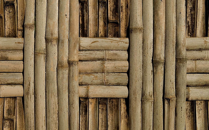 brown bamboo sticks, nets, sticks, woven, basket, HD wallpaper