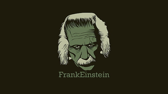 Иллюстрация Альберта Эйнштейна, минимализм, монстр Франкенштейна, Альберт Эйнштейн, HD обои HD wallpaper