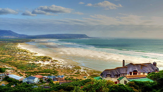 Haus an der Küste der Bretagne Frankreich Atlantik Goas Lagorn Strand Küste Sandstrand Wellen Villa mit einem Schindeldach Landschaft Wallpaper Hd 3840 × 2160, HD-Hintergrundbild HD wallpaper