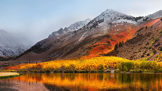 風景、山、反射、秋、湖、森、 HDデスクトップの壁紙 HD wallpaper