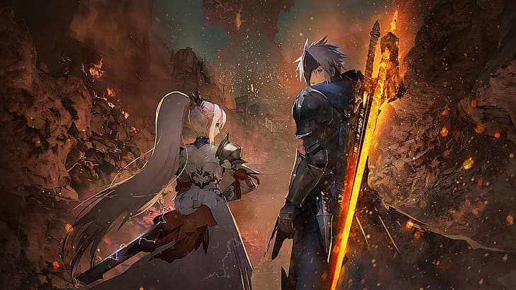 Tales of Arise, 4K, mujeres, hombres, BANDAI NAMCO Entertainment, Alphen (Tales of Arise), Shionne (Tales of Arise), arte de videojuegos, niños de videojuegos, niñas de videojuegos, Fondo de pantalla HD