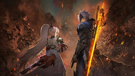 Tales of Arise, 4K, mujeres, hombres, BANDAI NAMCO Entertainment, Alphen (Tales of Arise), Shionne (Tales of Arise), arte de videojuegos, niños de videojuegos, niñas de videojuegos, Fondo de pantalla HD HD wallpaper