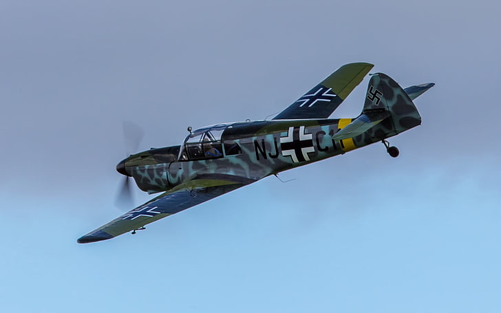 pesawat tempur abu-abu dan hitam, messerschmitt, bf 108, pesawat, terbang, langit, Wallpaper HD