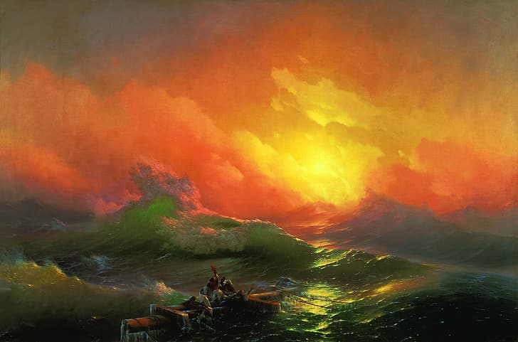 Деветата вълна, Иван Айвазовски, класическо изкуство, живопис, руски, класическо изкуство, HD тапет