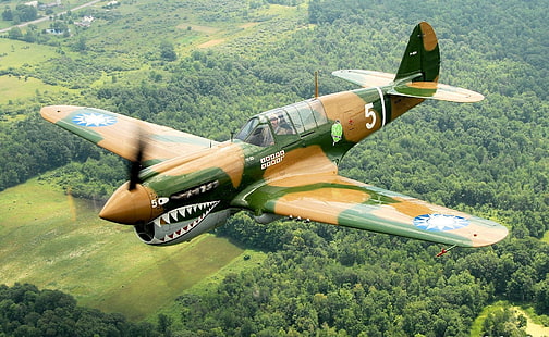 เครื่องบินเครื่องบิน Curtiss P-40 Warhawk, วอลล์เปเปอร์ HD HD wallpaper