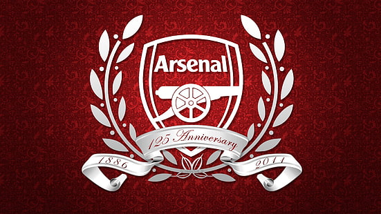 white Arsenal 125 Anniversary logo, Arsenal Fc, Arsenal, logo, soccer, soccer clubs, HD wallpaper HD wallpaper