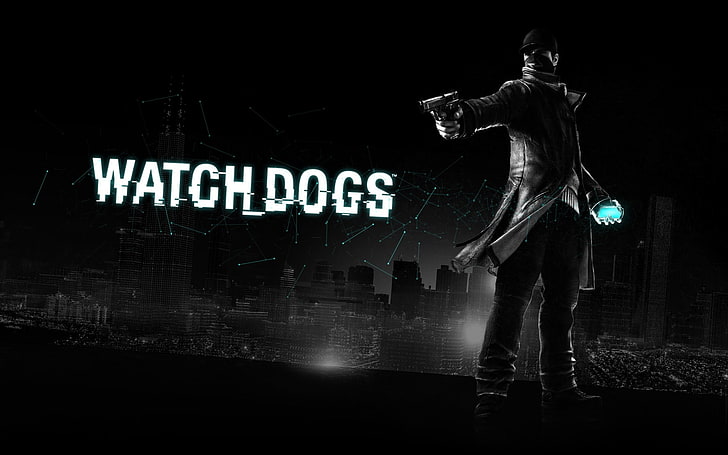 Watch Dogs game application cover, gun, Chicago, 2013, Ubisoft Montreal, Watchdogs, Aiden Pearce, vakthundar, HD tapet