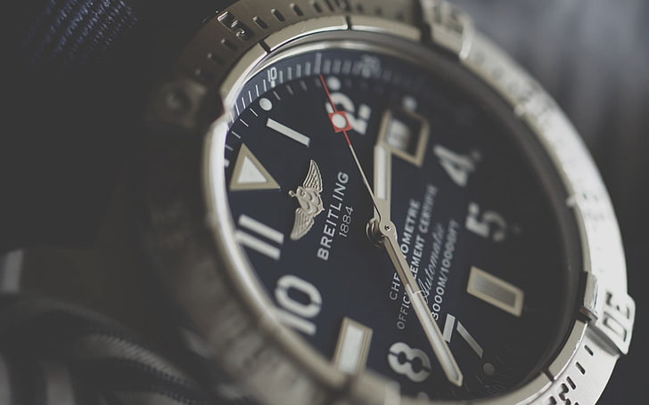 кръгъл аналогов часовник Breitling със сребърен цвят, брейтлинг, ръчни часовници, циферблат, HD тапет