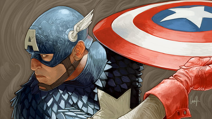 Marvel Comics, målning, Captain America, HD tapet