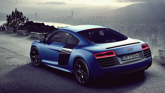 синий ауди купе, Audi R8, суперкар, синий авто, ауди, автомобиль, HD обои HD wallpaper