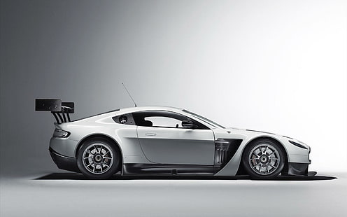 2012 Aston Martin V12 Vantage GT3 2、グレーとブラックのクーペ、スポイラー付き、アストン、マーティン、ヴァンテージ、2012、車、アストンマーティン、 HDデスクトップの壁紙 HD wallpaper