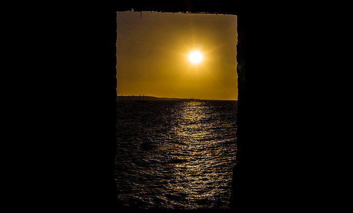 laut, matahari, langit, cakrawala, Wallpaper HD
