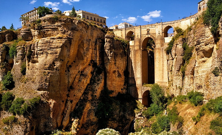 Ronda Andalucia Hiszpania, brązowe ruiny, Europa, Hiszpania, Tapety HD