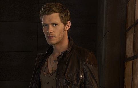 jaqueta de couro marrom masculina, jaqueta, ator, masculino, a série, The Vampire Diaries, Joseph Morgan, Klaus, HD papel de parede HD wallpaper