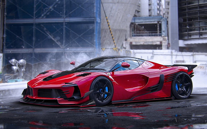 roter Sportwagen, Auto, Ferrari, rote Autos, HD-Hintergrundbild