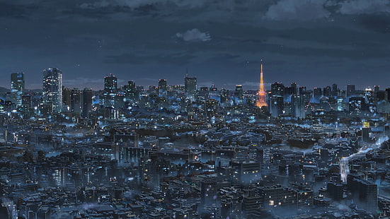 papel de parede de edifícios de concreto, Makoto Shinkai, Kimi no Na Wa, anime, HD papel de parede HD wallpaper