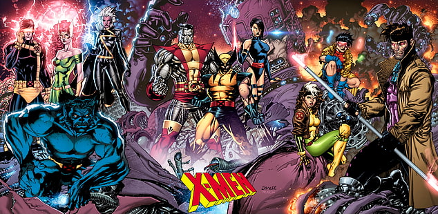 X-Men, Beast (Marvel Comics), Colossus, Cyclops (Marvel Comics), Gambit, Jubilee (Marvel Comics), Psylocke (Marvel Comics), Rogue (Marvel Comics), Fırtına (Marvel Comics), Wolverine, HD masaüstü duvar kağıdı HD wallpaper