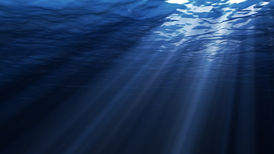 body of water, water, underwater, sea, sun rays, blue, photography, simple, HD wallpaper HD wallpaper
