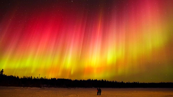 langit malam, lampu kutub, langit merah muda, lampu utara, aurora borealis, lampu utara, kanada, aurora, yellowknife, langit, malam, lampu, Wallpaper HD