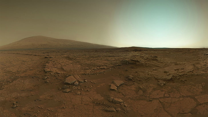 brązowa drewniana rama z blatem z brązowego marmuru, planeta, Mars, krajobraz, przestrzeń, Tapety HD