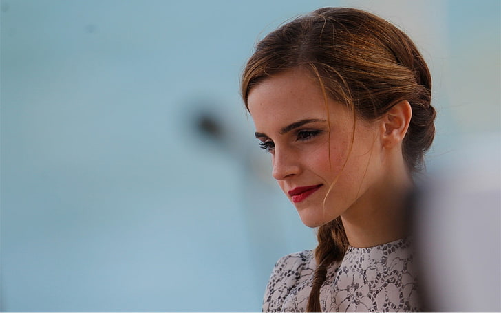 Emma Watson, emma watson, look, smile, eyelashes, actress, HD wallpaper