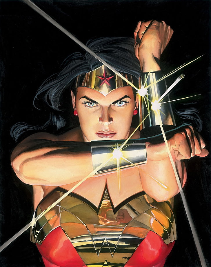 Alex Ross, Wonder Woman, menatap penonton, Wallpaper HD, wallpaper seluler