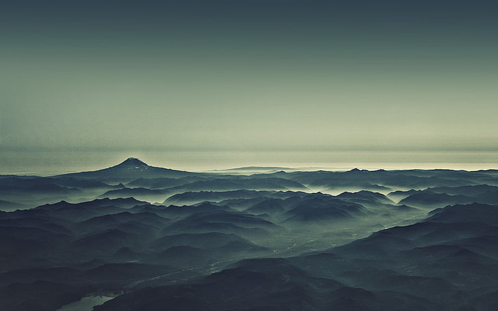sagoma montagna, montagne, paesaggio, nebbia, natura, colline, cielo, Sfondo HD