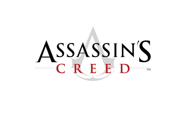 โลโก้ Assassin's Creed, Assassins Creed, ชื่อ, เกม, สัญลักษณ์นักฆ่า, แบบอักษร, วอลล์เปเปอร์ HD