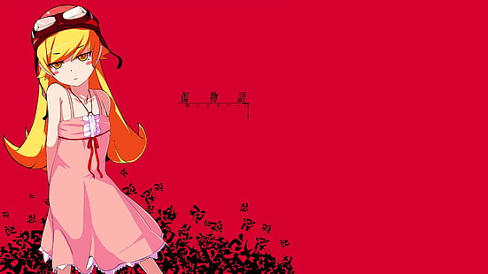 Anime, Monogatari (Serie), Bakemonogatari, Blond, Erröten, Shinobu Oshino, Gelbe Augen, HD-Hintergrundbild HD wallpaper