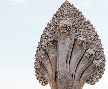 Camboja, Nag, Deus, estátua, Angkor Wat, HD papel de parede HD wallpaper