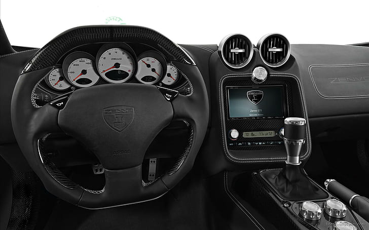 Zenvo Devon ST1 Interior, black car steering wheel, interior, zenvo, devon, cars, HD wallpaper