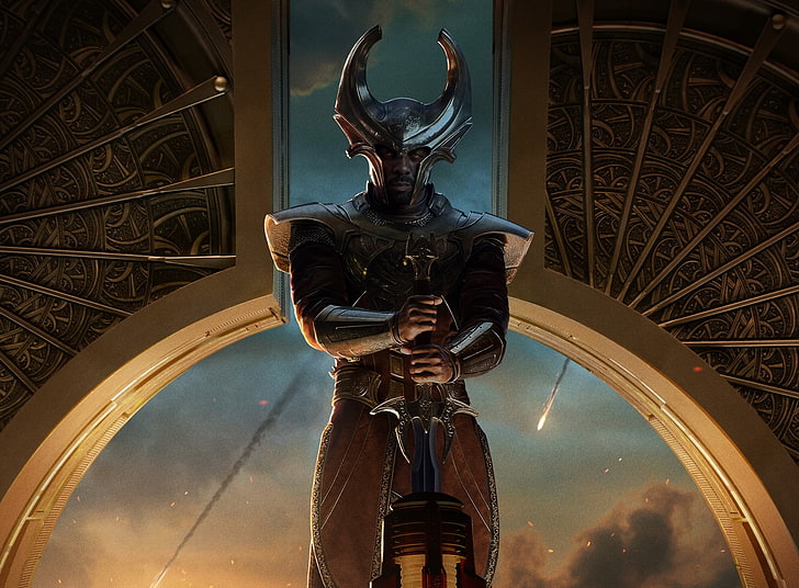 Thor the Dark World Heimdall, man wearing helmet, Movies, Thor, Superhero, november, 2013, idris elba, heimdall, HD wallpaper