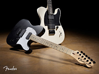 gitar listrik hitam dan putih, Gitar, Fender, Telecaster, Wallpaper HD HD wallpaper