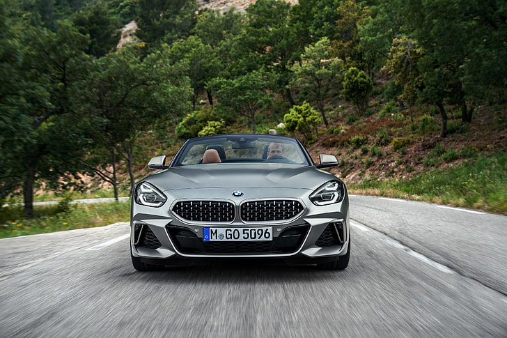 carretera, gris, vegetación, BMW, Roadster, vista frontal, BMW Z4, M40i, Z4, 2019, G29, Fondo de pantalla HD