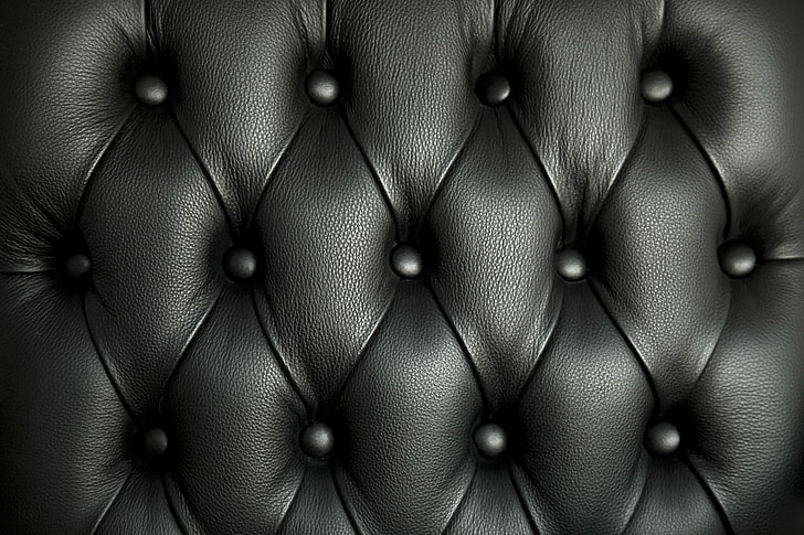 quilted black leather cushion, leather, black, texture, upholstery, skin, HD wallpaper