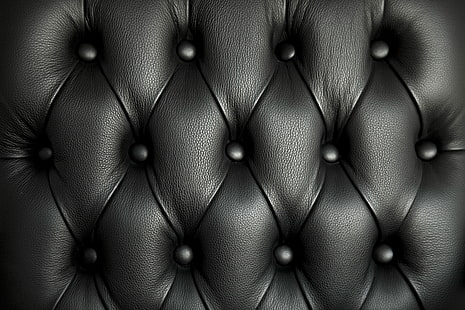 coussin en cuir noir matelassé, cuir, noir, texture, rembourrage, peau, Fond d'écran HD HD wallpaper