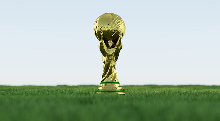 gold-colored trophie, goblet, fifa world cup, football, trophy, championship, HD wallpaper