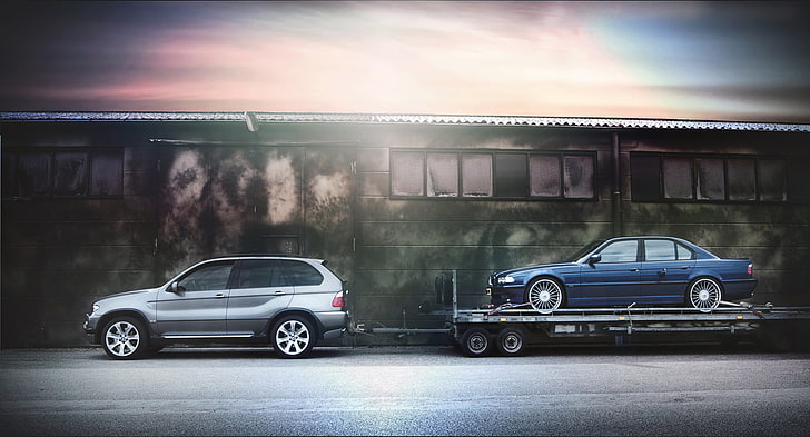 gray SUV, BMW, classic, bmw x5, bmw e38, 750il, HD wallpaper