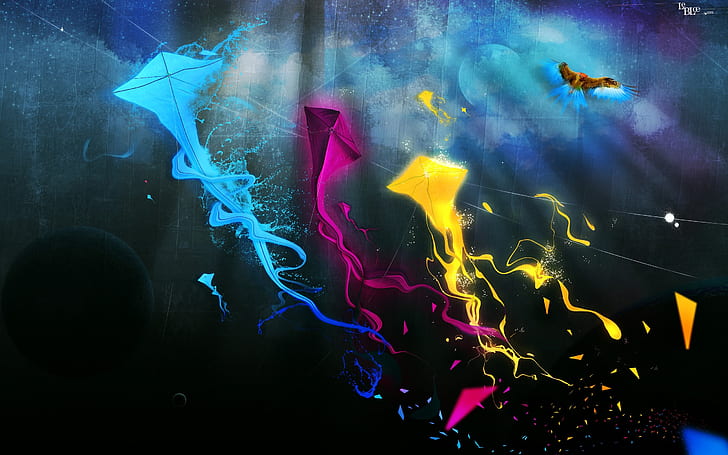 Abstract colorful kite, Abstract, Colorful, Kite, HD wallpaper