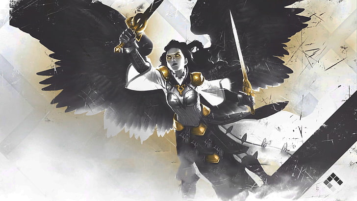 black and white swordsman character illustration, Magic: The Gathering, Steam (software), angel, HD wallpaper