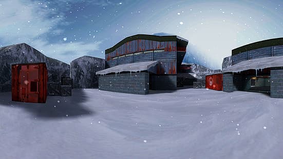snow, Counter Strike, CS 1.6, nuke, de_nuke_snow, Sfondo HD HD wallpaper