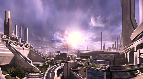 Mass Effect, Цитадела (Mass Effect), космическа станция, научна фантастика, космос, HD тапет HD wallpaper